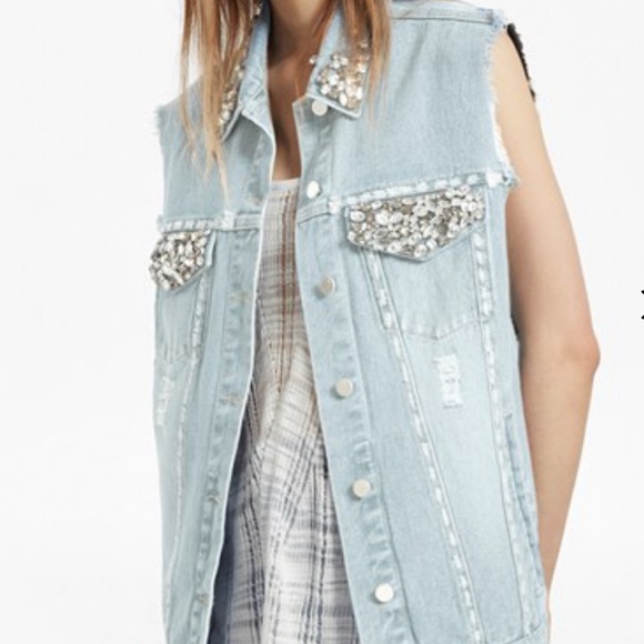 French Connection Bejeweled Denim Vest - xs - Picture 6 of 6